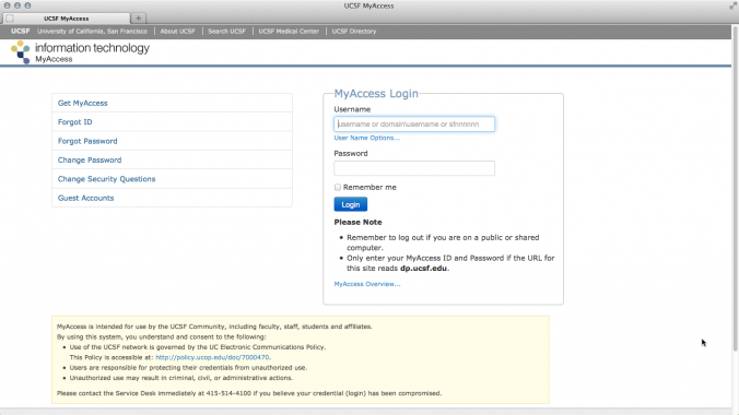 MyAccess Account Activation | UCSF IT