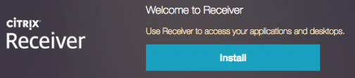 screenshot of Citrix Reciever with "install" button