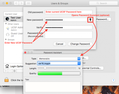 password change window