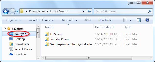 box sync folders