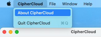 Mac About CipherCloud from menu