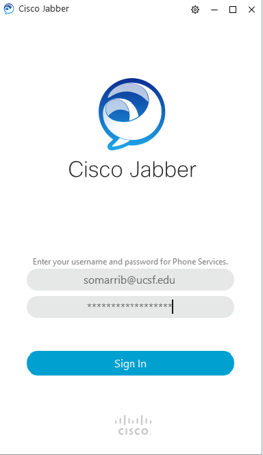 Jabber Login Screen