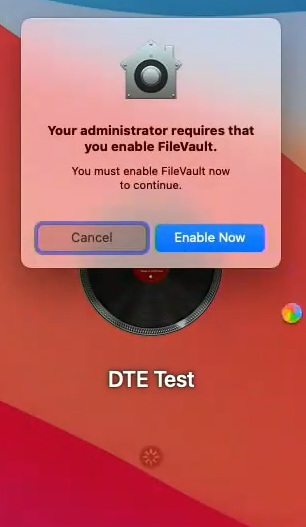 FileVault prompt to enable