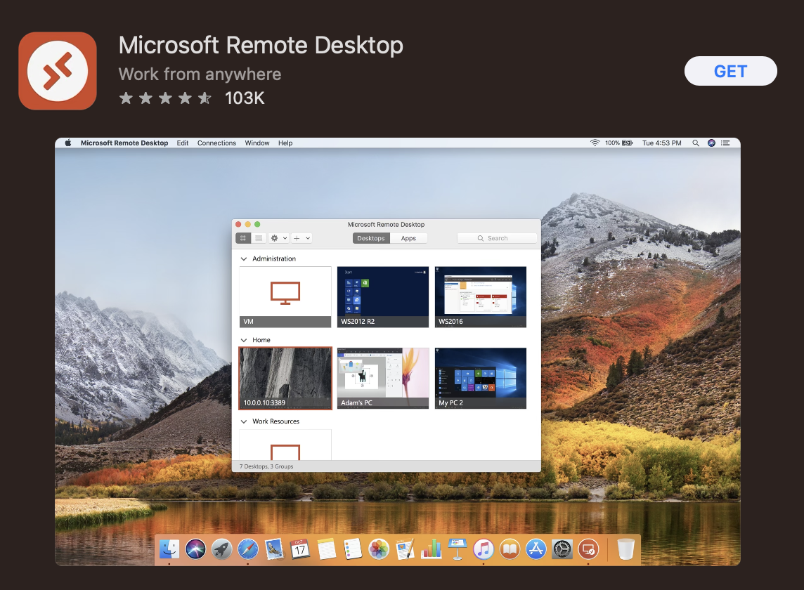 Example of Remote Desktop in App Store
