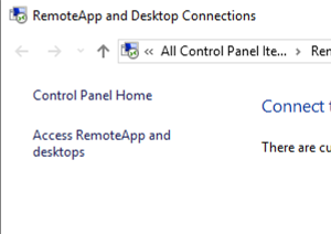 Showcasing the location of the Access RemoteApp and Desktops section