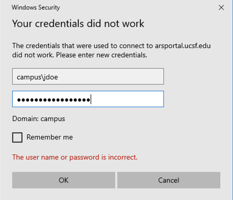 Image showing username and password entry