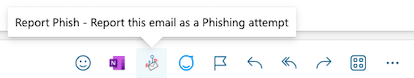 Email button list showing the location of the phish alarm button 