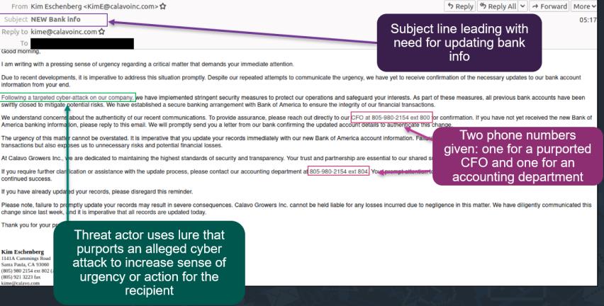 BEC Phish Indicators