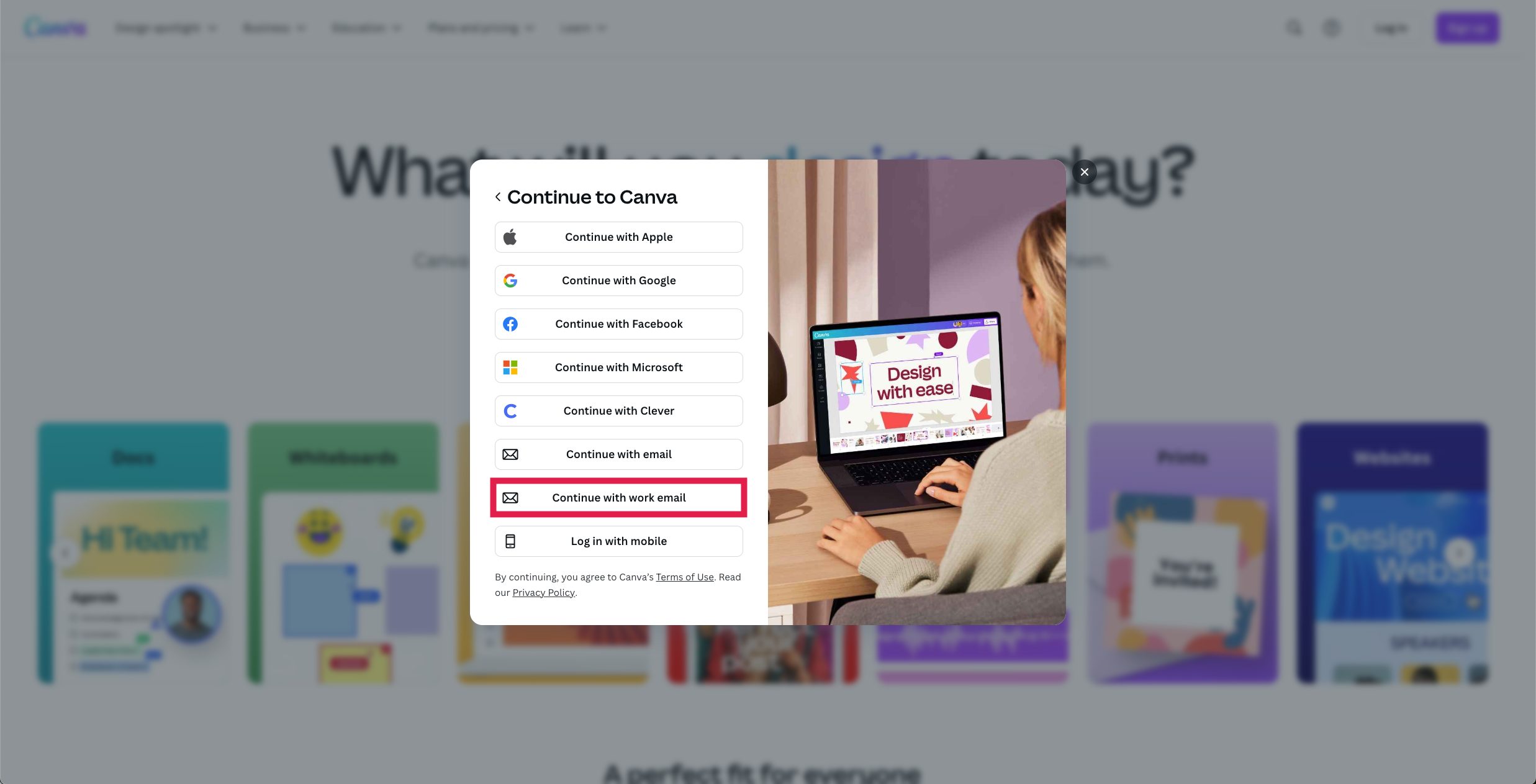 Canva - Continue with work email v2