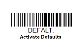 Honeywell barcode to reset to default settings