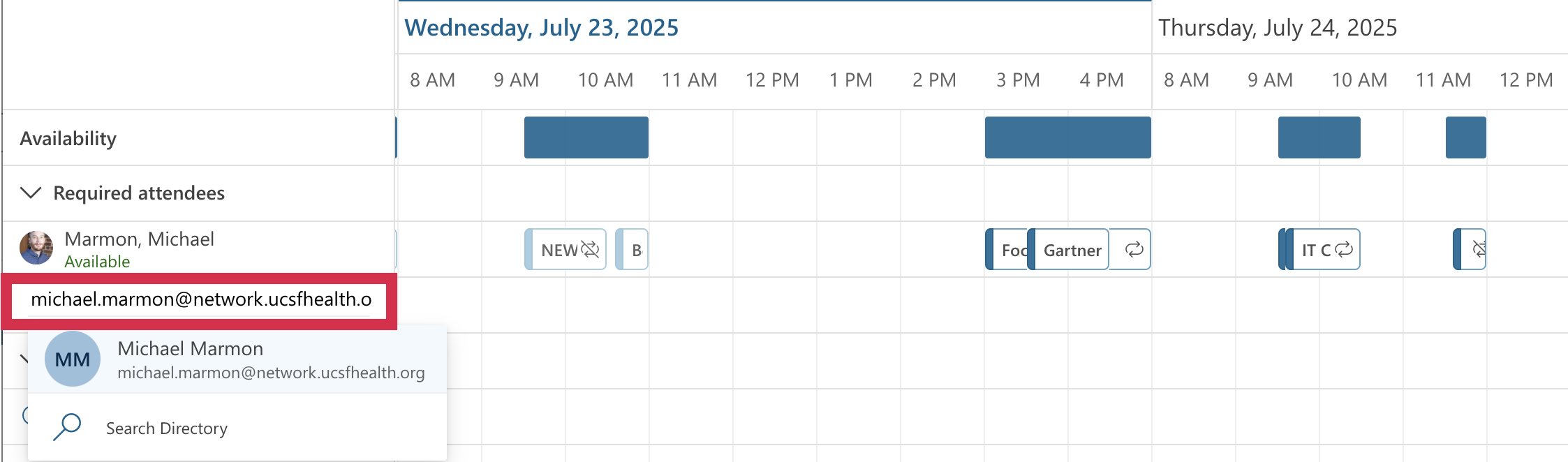 Outlook - Add Required Attendee (Text Selected)