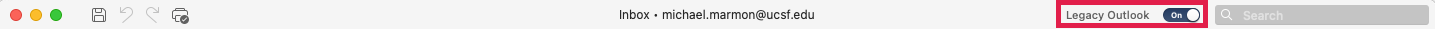 Microsoft Outlook - Legacy Outlook Toggle Selected