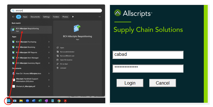 Accessing AllScripts Process