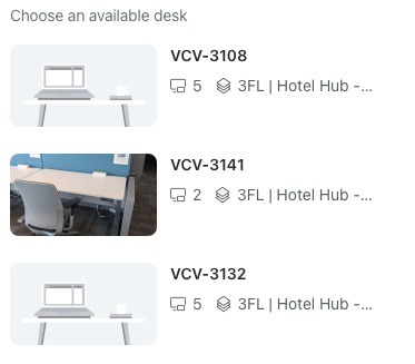 Select one of the available desks