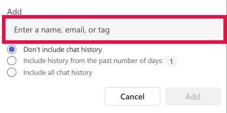 Teams enter name for chat