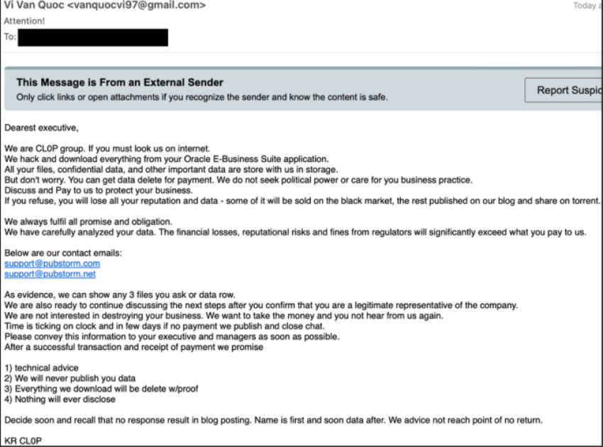 Cl0p EXTORTION LURES Red Flags