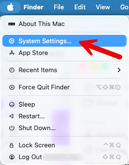 Click Apple and select System Settings