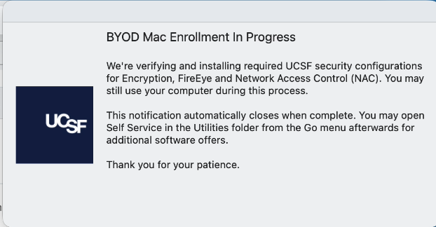 Message in BYOD Mac provisioning via Jamf Pro