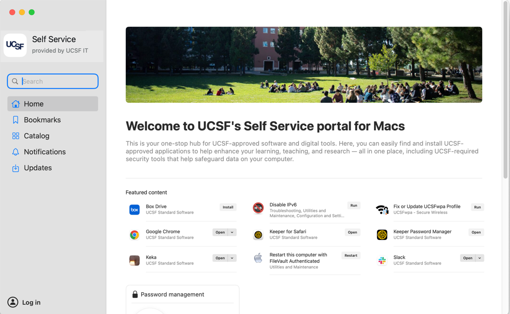 Self Service+ Home Screen (simulated prod)