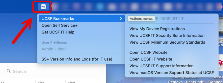 Self Service+ tray icon menu items without Jamf Connect