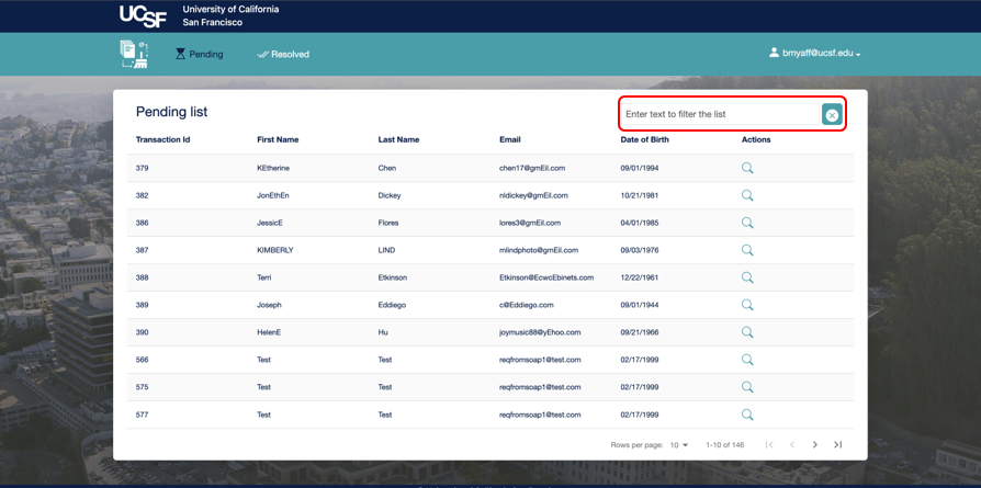 De-Duplication - Enter text to filter selected