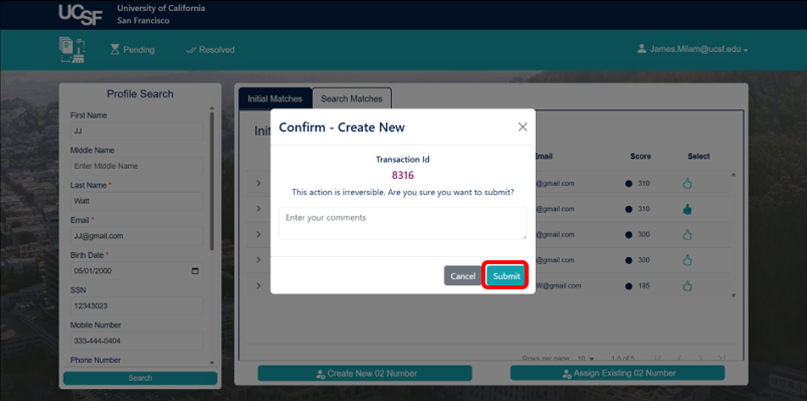De-Duplication - Confirm - Create New 