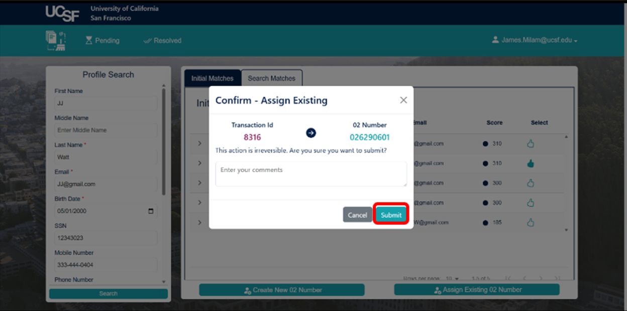 De-Duplication - Confirm - Assign Existing
