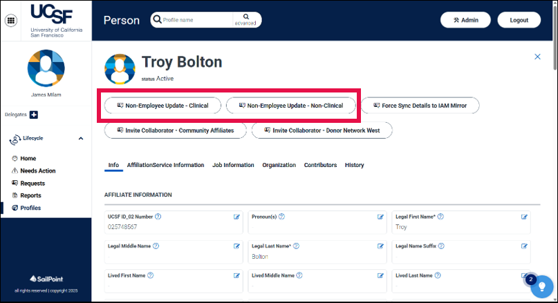 MyAffiliate - Profile and form selected