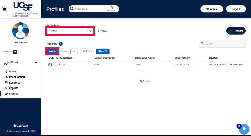 MyAffiliate - Profile filters selected