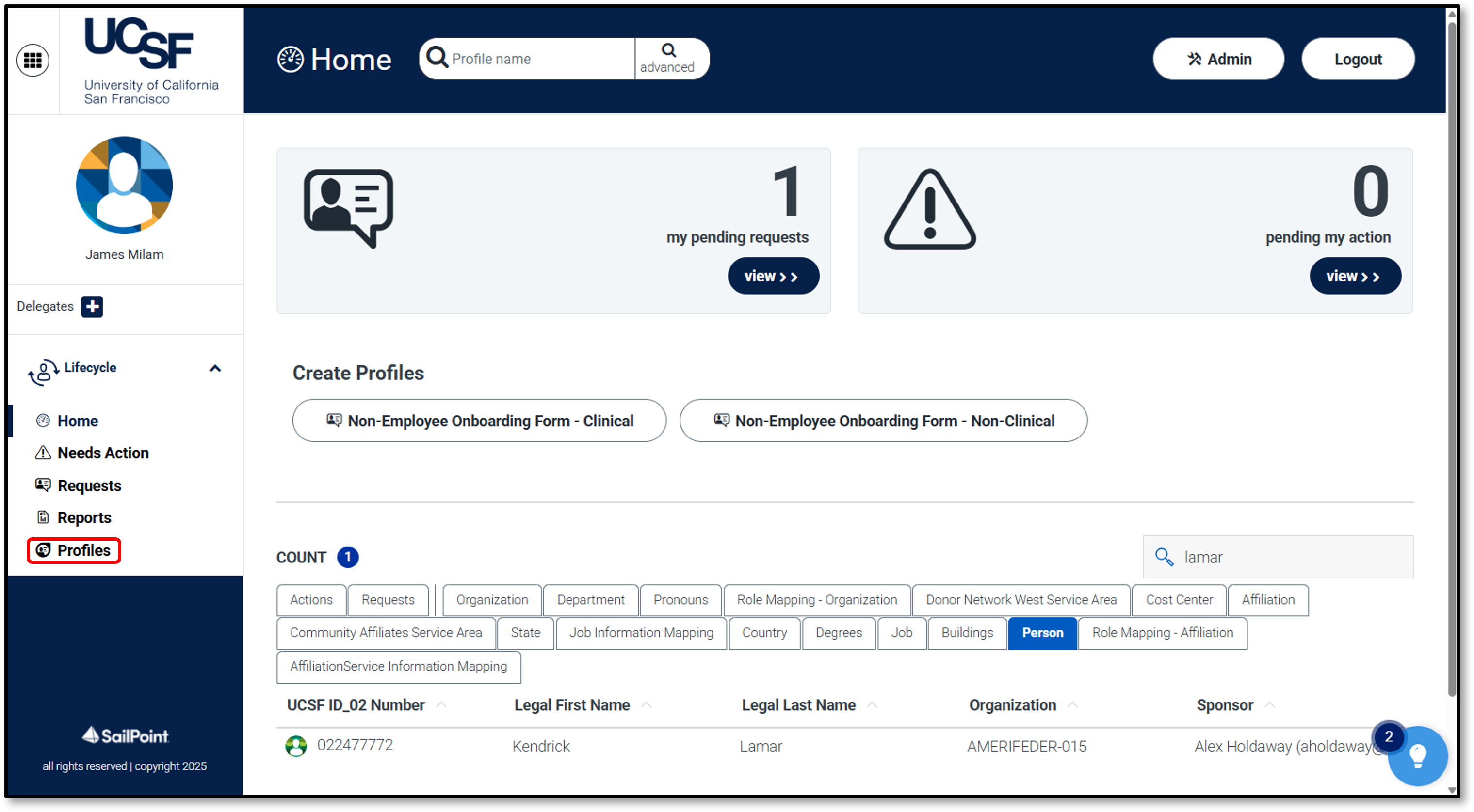 MyAffiliate - Landing page (Profiles selected)