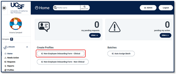 MyAffiliate - Non-Employee Onboarding Form - Clinical selected