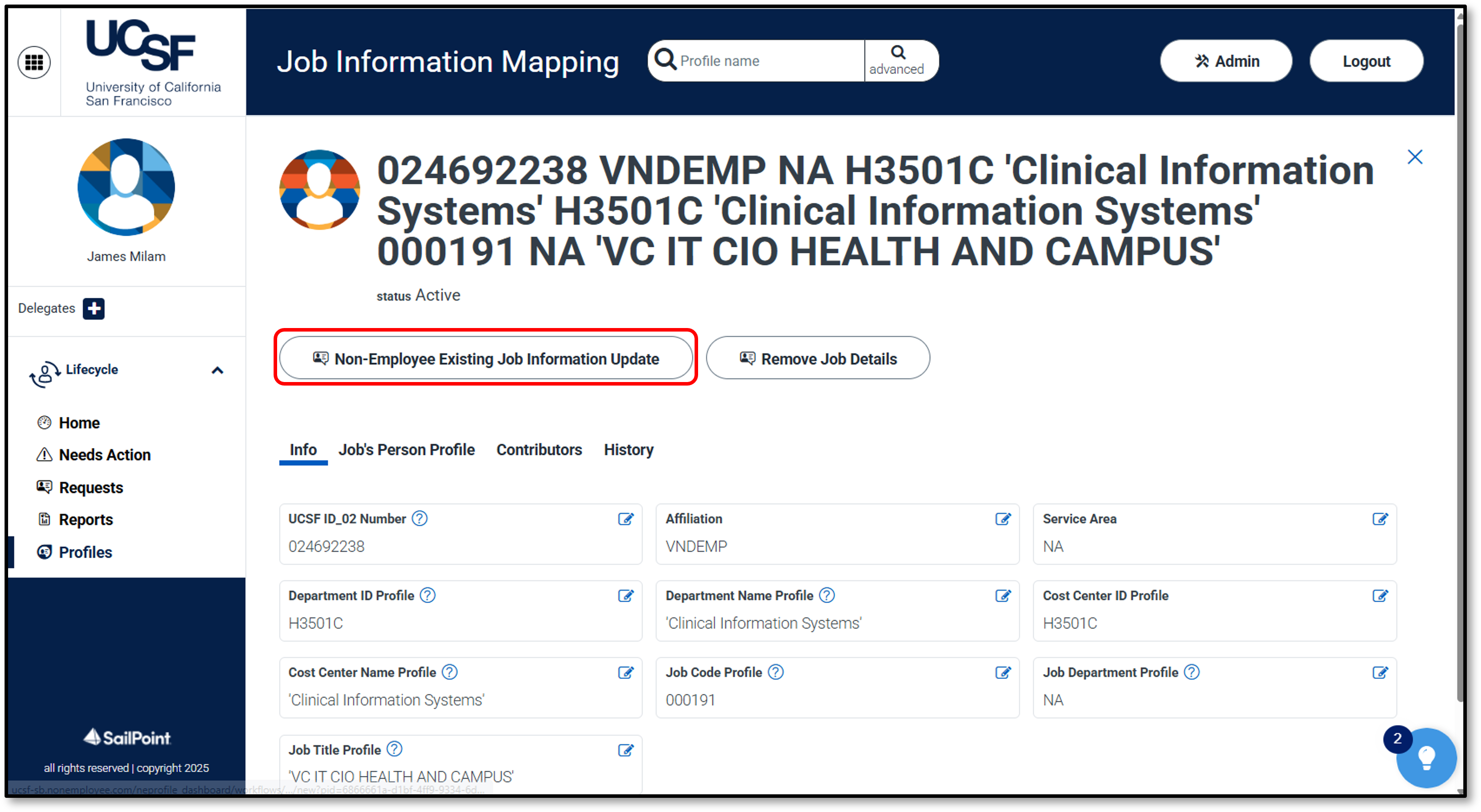 MyAffiliate - Profile (Non-Employee Existing Job Information Update)