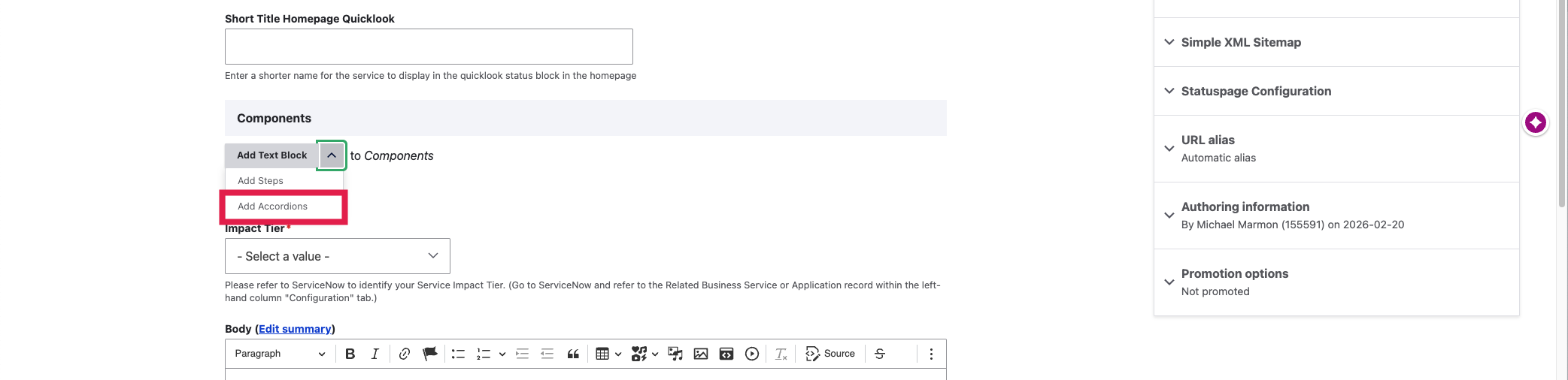 Add Accordions - Add Accordions Selected