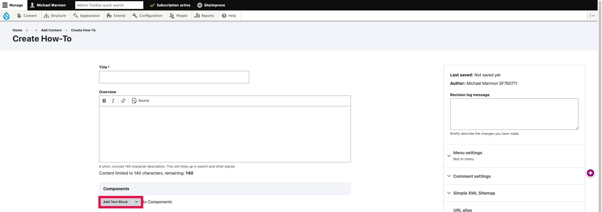 Add Text Block - Add Initial Text Block