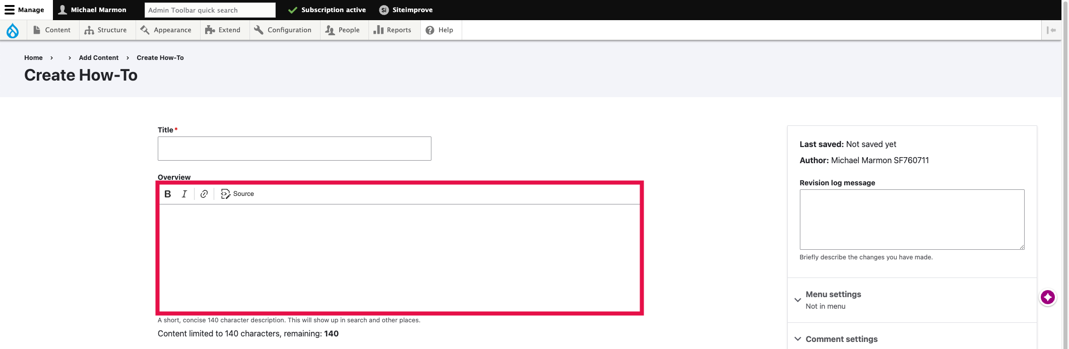 How-To Page - Overview Selected