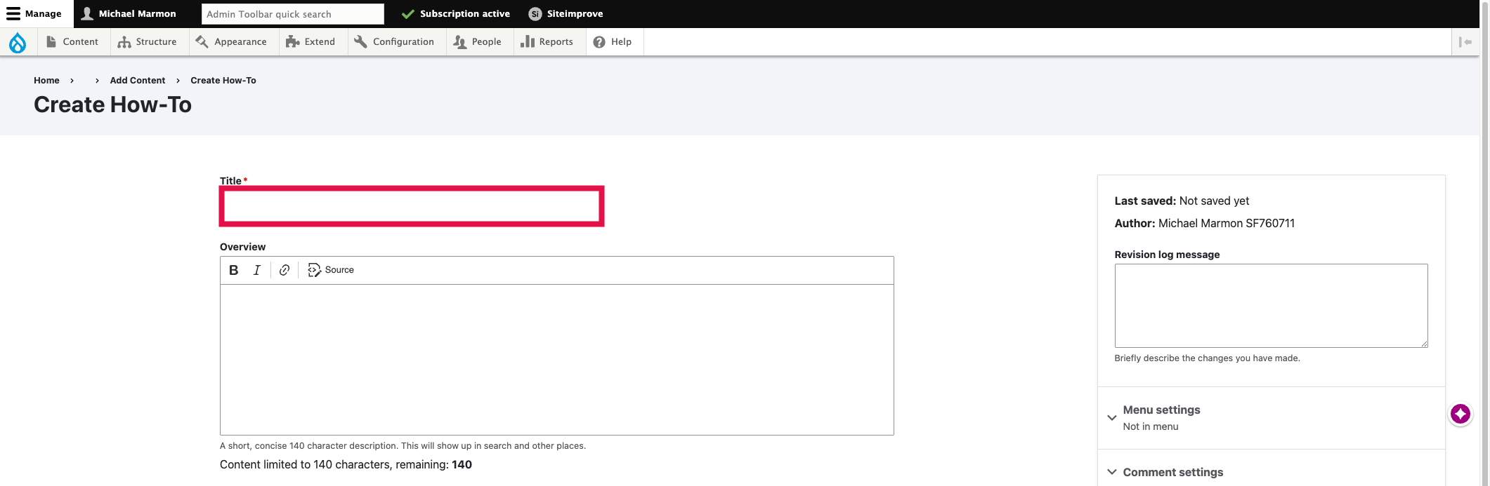 How-To Page - Title Selected