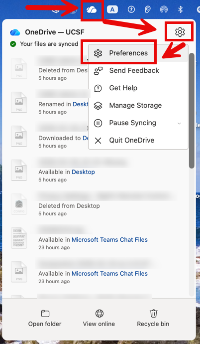 OneDrive Mac Menu Bar How To Open Preferences