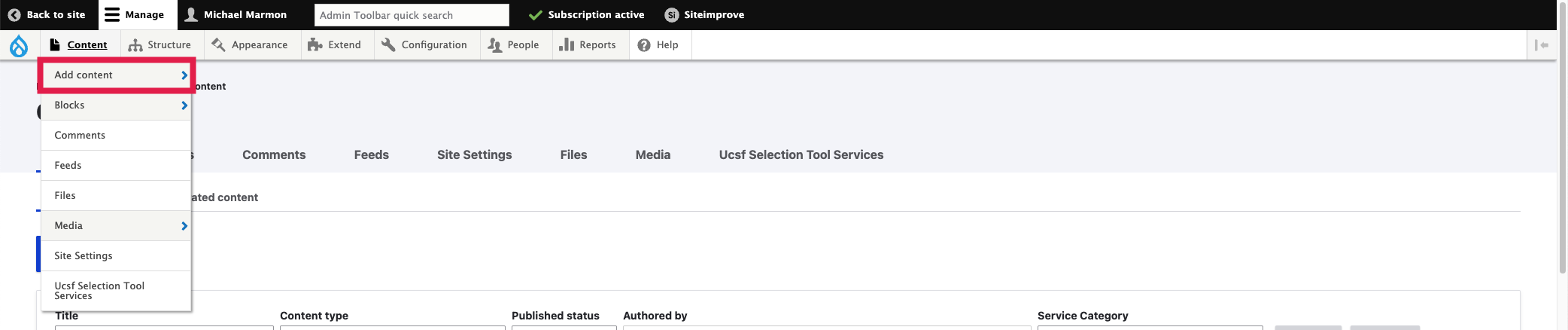 Service Page - Add Content Selected