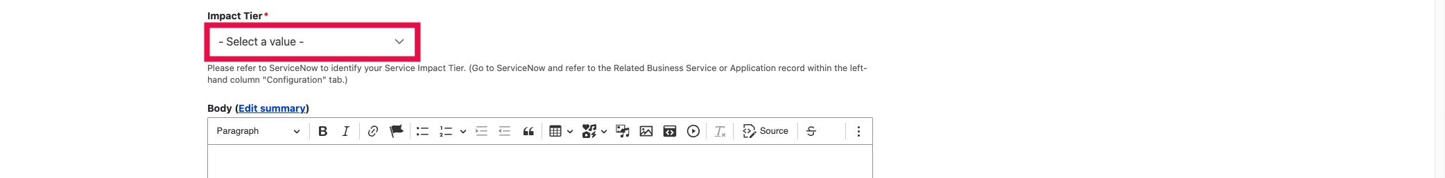 Service Page - Impact Tier Selected