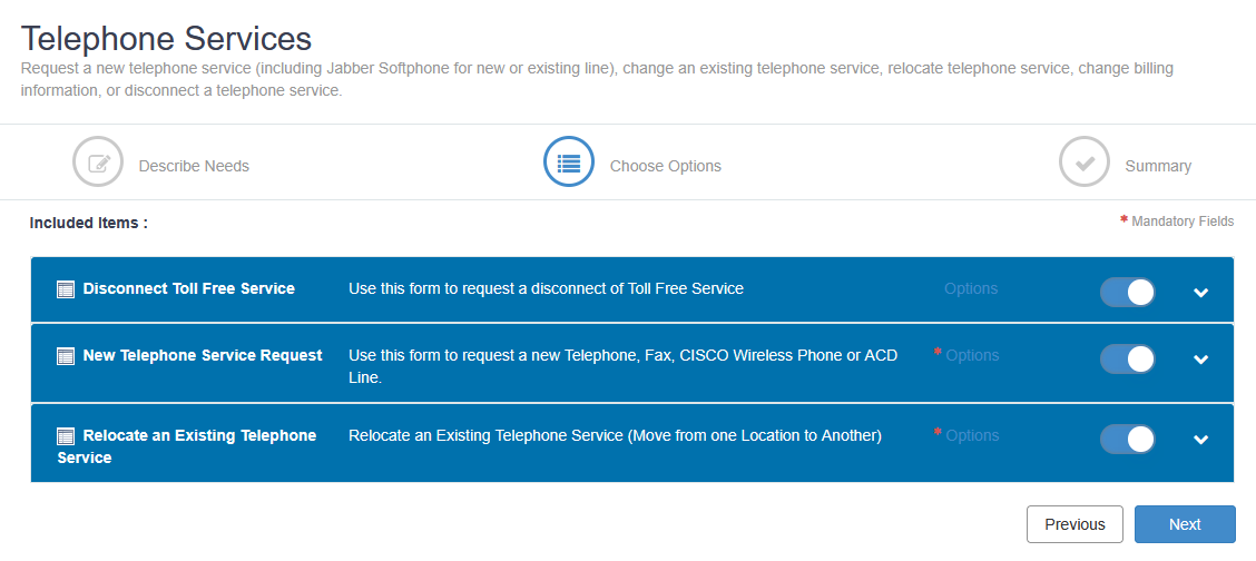 Phone Services - Choose Options