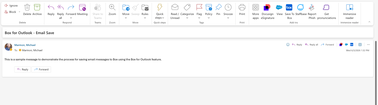 Open an existing message in Outlook