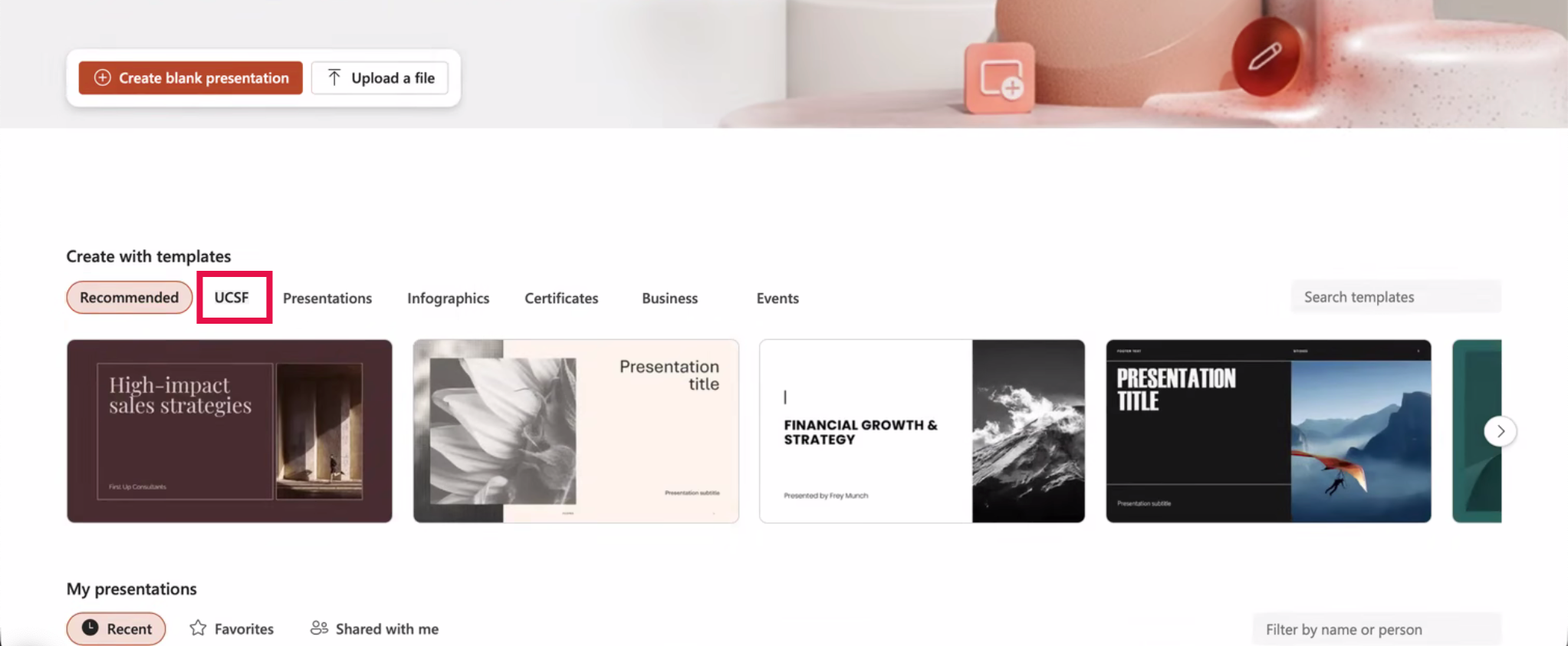 PowerPoint Landing Page (UCSF selected)