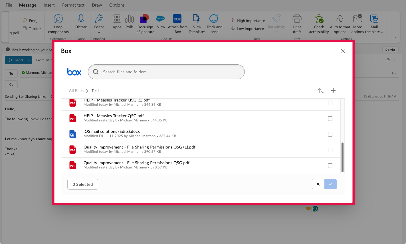 Sharing Links (File Navigator Selected)