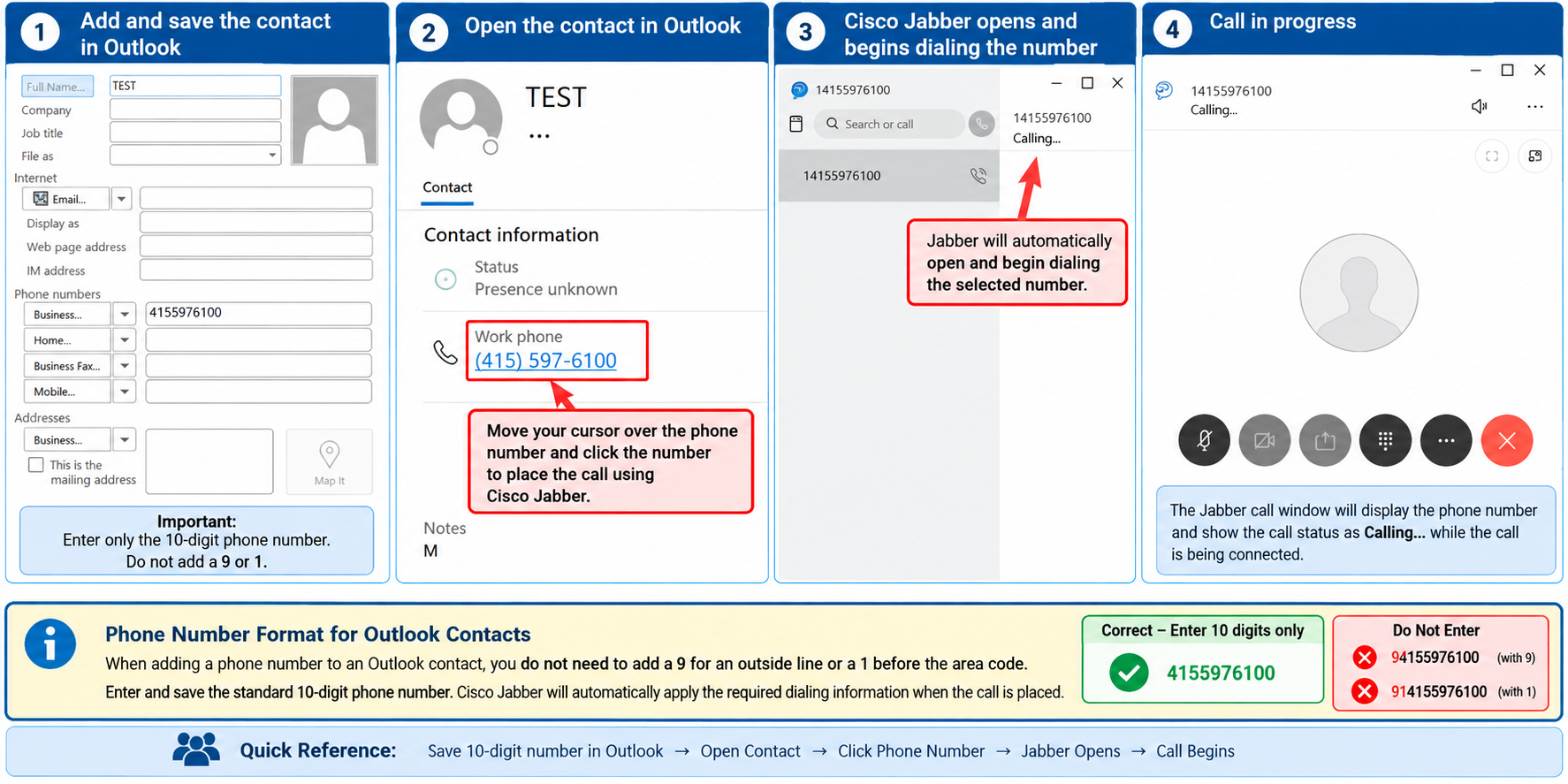 Click to dial from Outlook Contact to Jabber softphone