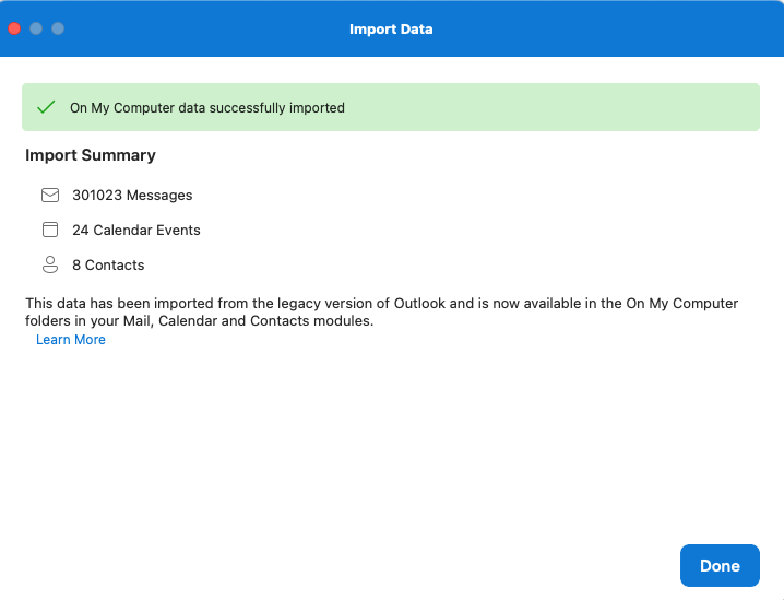 Import Outlook On My Computer Data - Finished