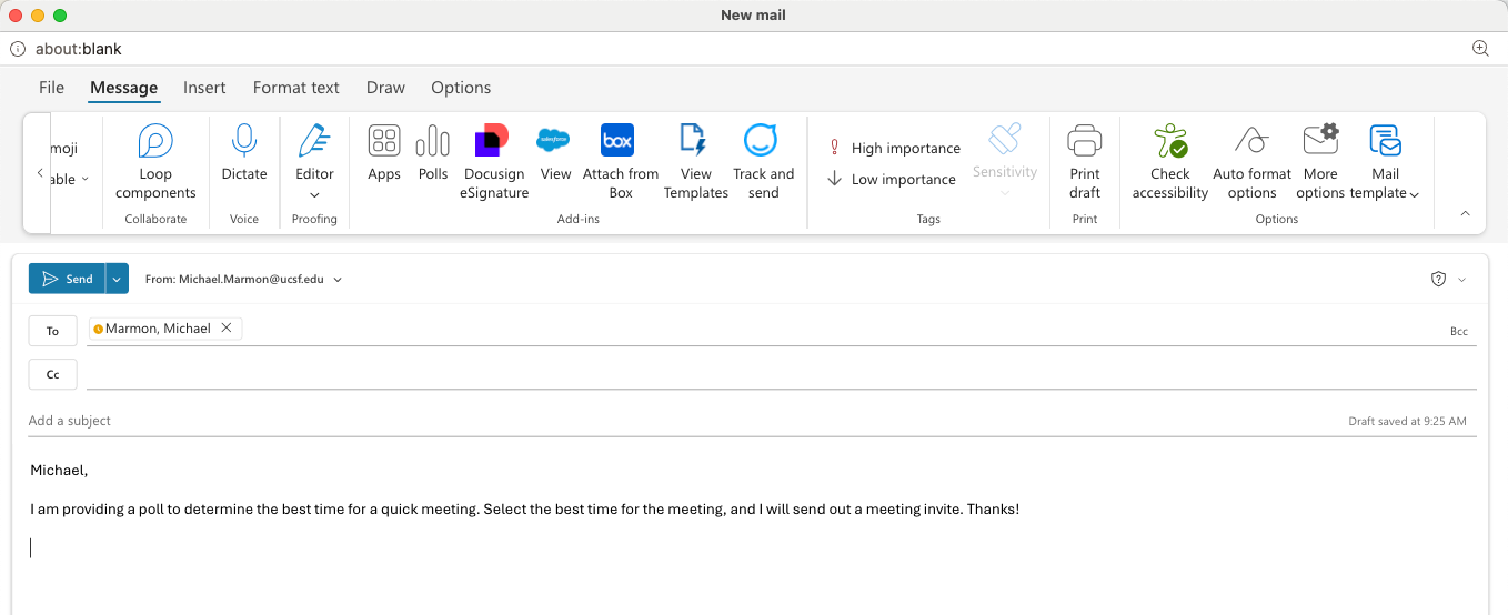 Outlook Polls - Enter Recipients and Subject Line