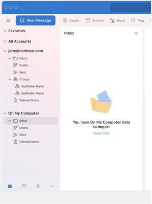 Select On My Computer for Import options