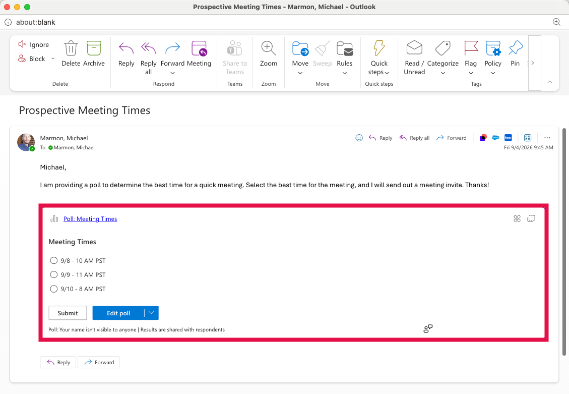 Voting in an Outlook Poll - Review Questions