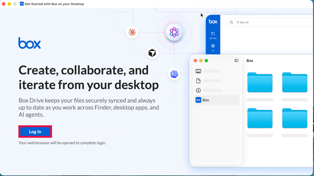 Mac - Box Login Screen (Log In Selected)