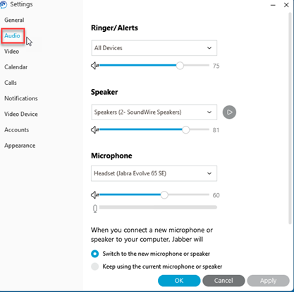 Step 2: Click on Audio